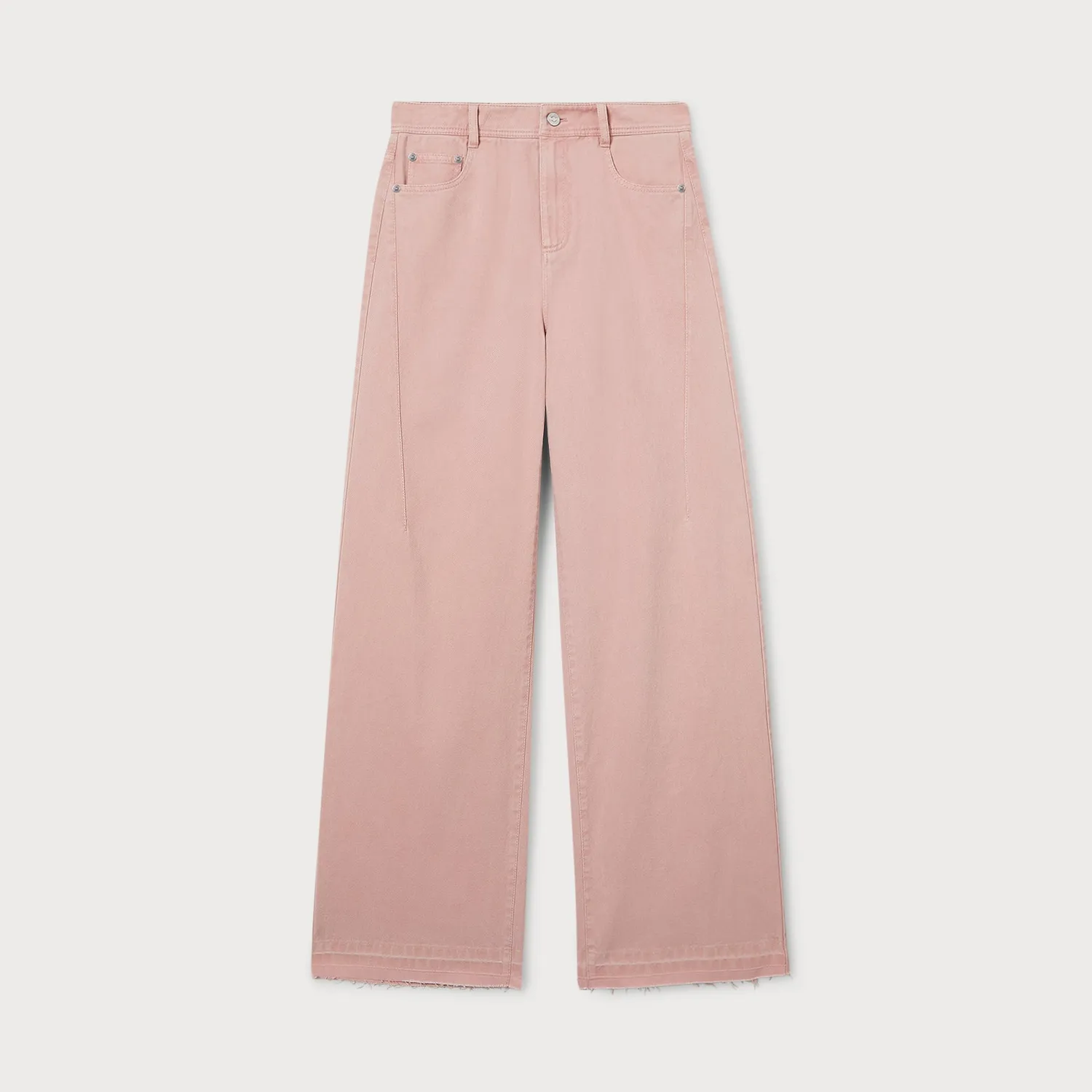 PORTS jeans rosa cipria wide-leg cotone vita alta