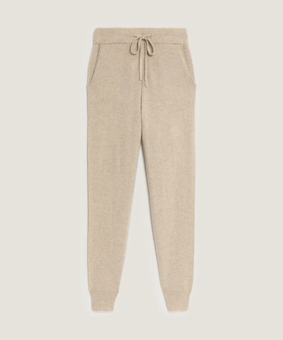 Rodier pantaloni jogging cashmere beige 100% cashmere
