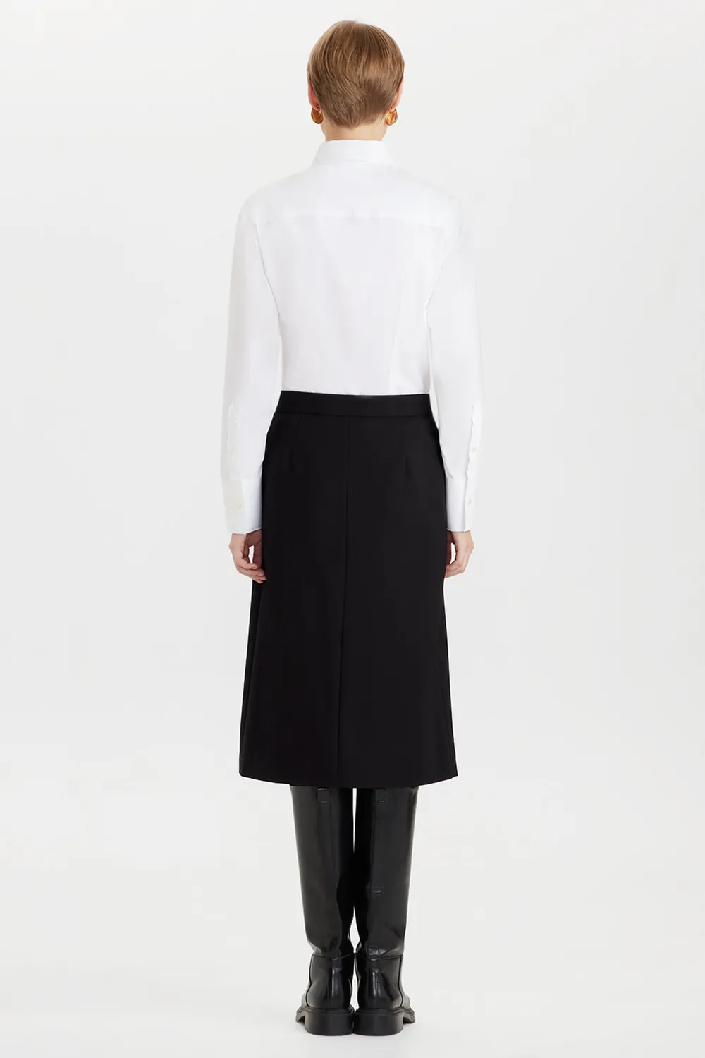 Ports Wool Buttoned Wrap Gonna Midi Nera Lana
