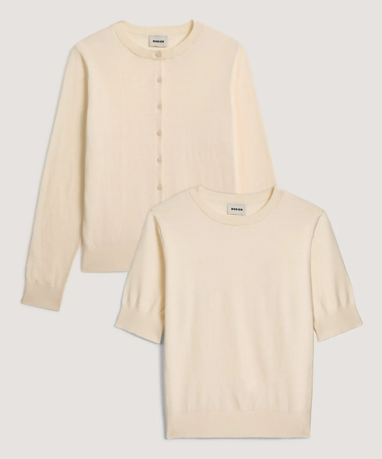 Rodier Twin-Set Cotone Maglia + Cardigan Bianco Ecru