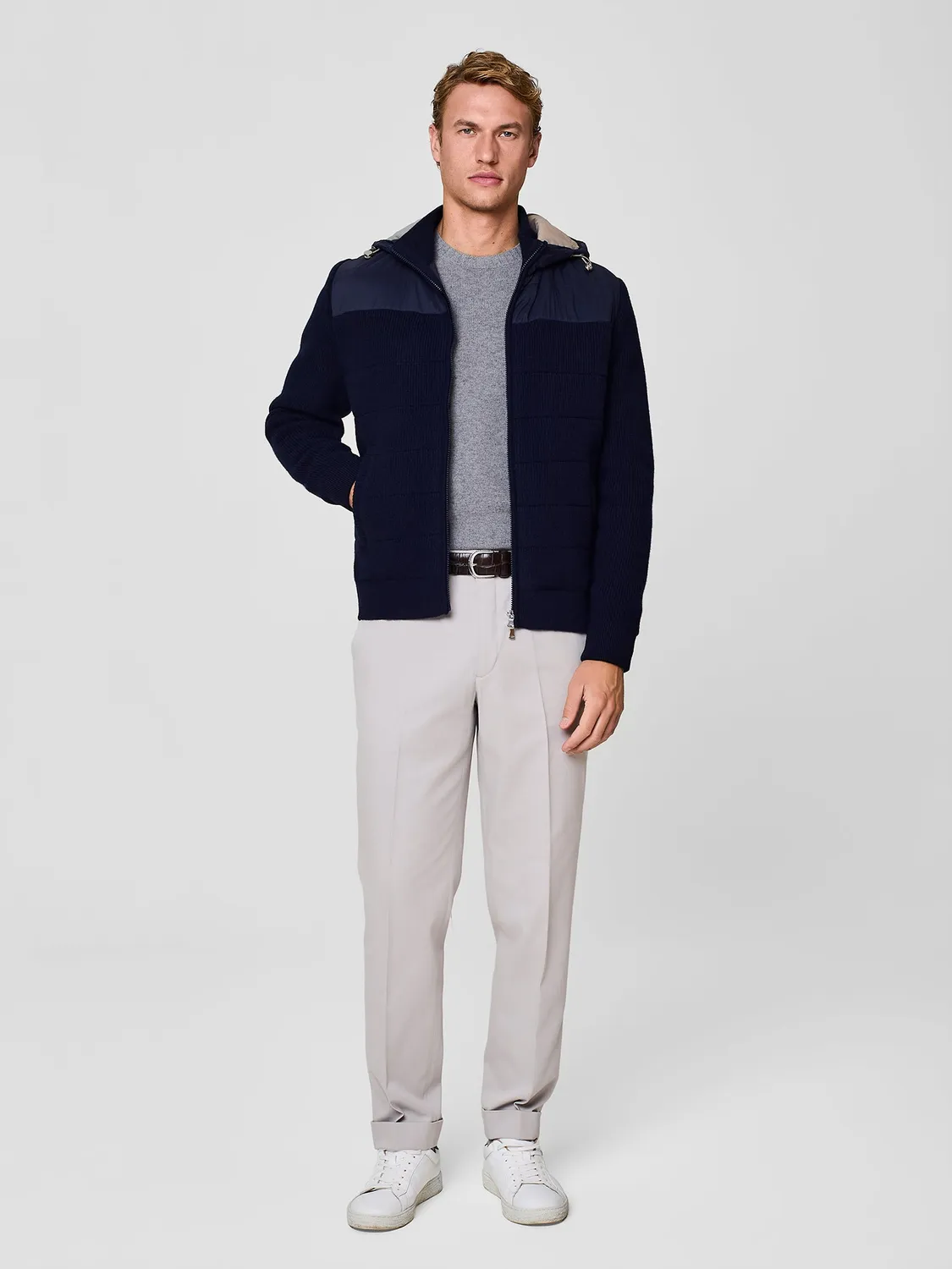 Paul Taylor giubbino imbottito maglia lana nylon blu