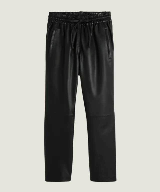 Rodier Joggers pelle agnello nero vita elasticizzata