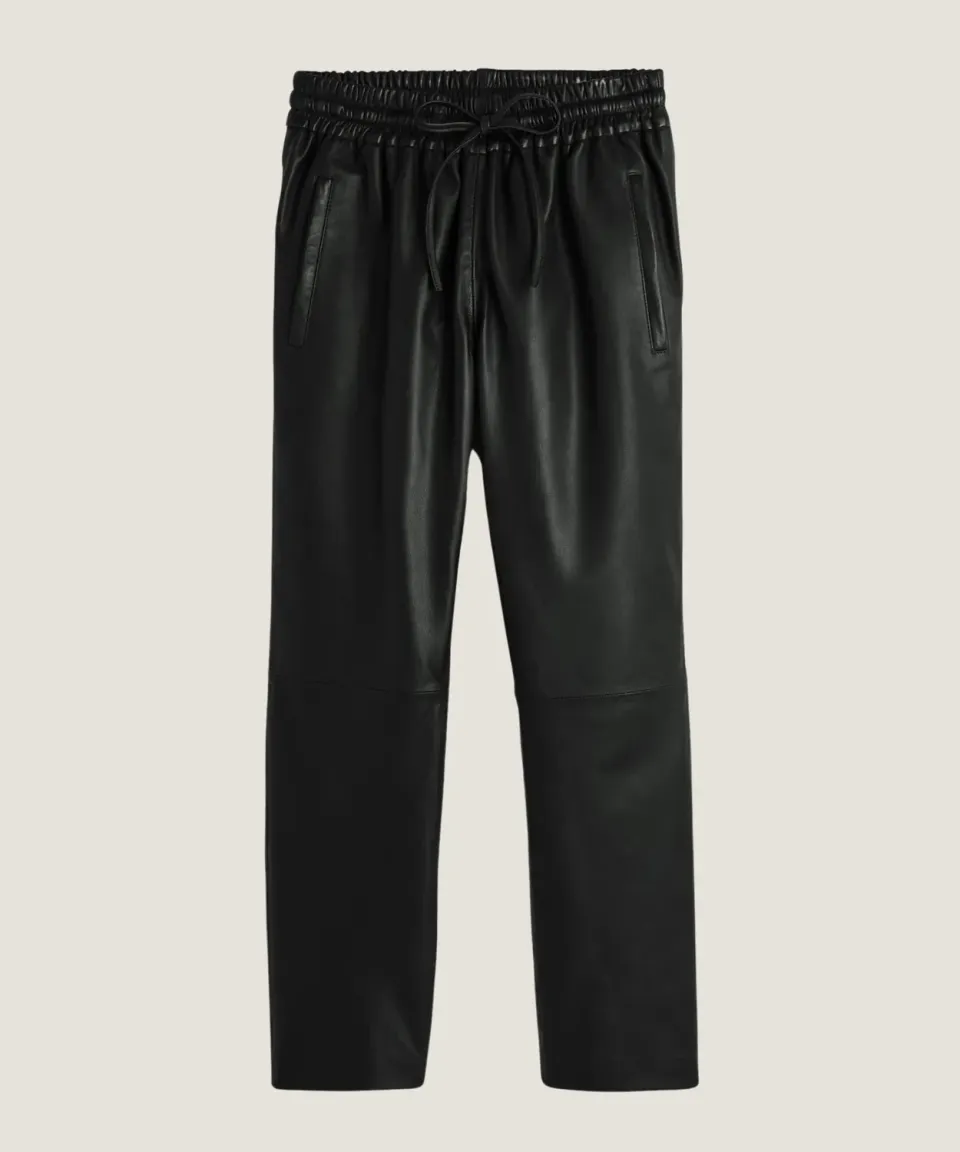 Rodier Joggers pelle agnello nero vita elasticizzata