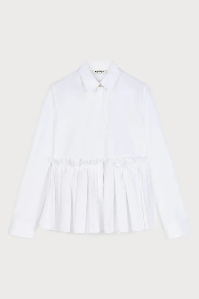 Ports 1961 Signature No.10 camicia volant bianca cotone