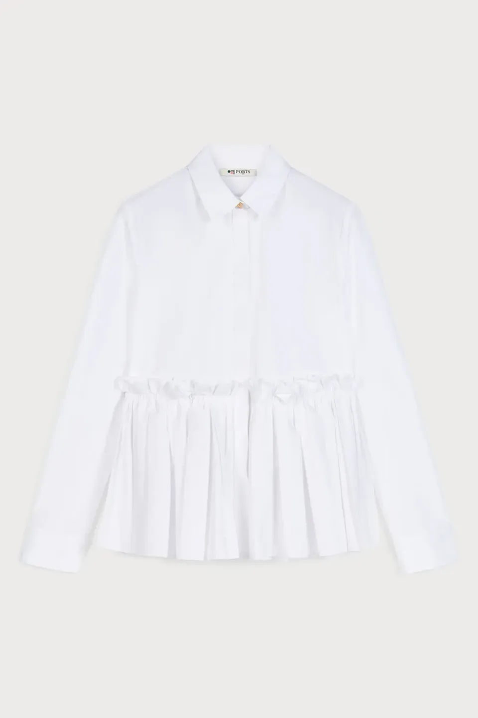 Ports 1961 Signature No.10 camicia volant bianca cotone