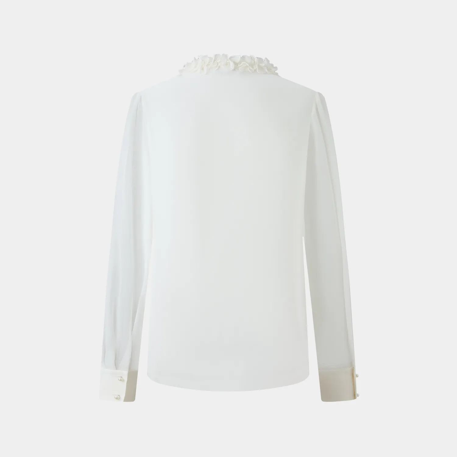 PORTS SS25 camicia bianca rouches crema elegante