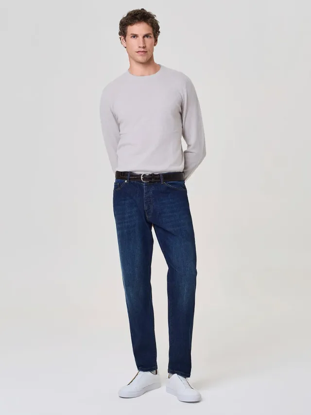 Paul Taylor pantalone denim blu cinque tasche metallo opaco