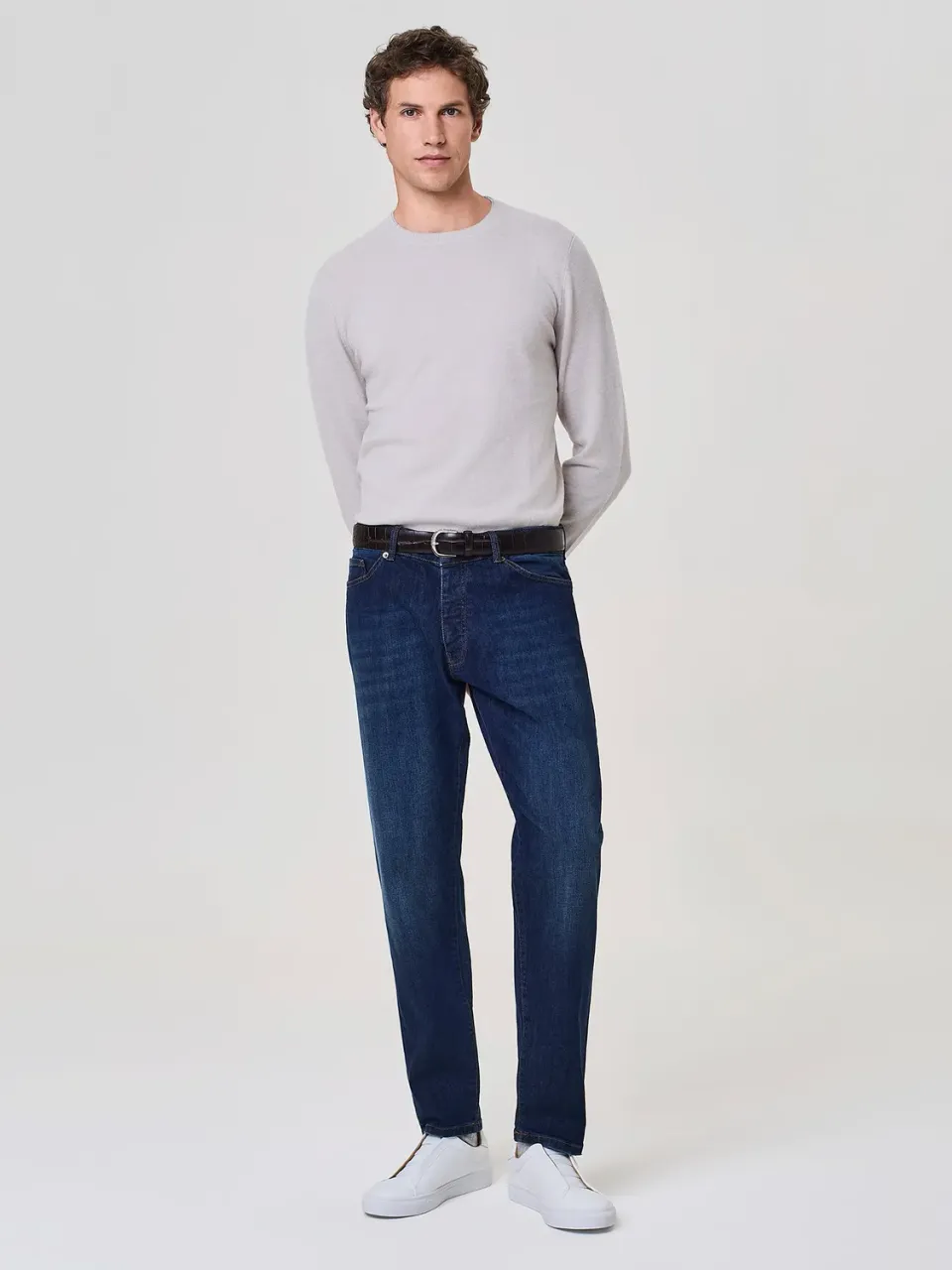 Paul Taylor pantalone denim blu cinque tasche metallo opaco