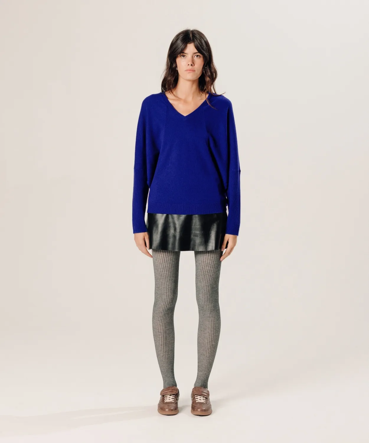 Rodier Maglione Oversize Cashmere Scollo a V Blu Oltremare