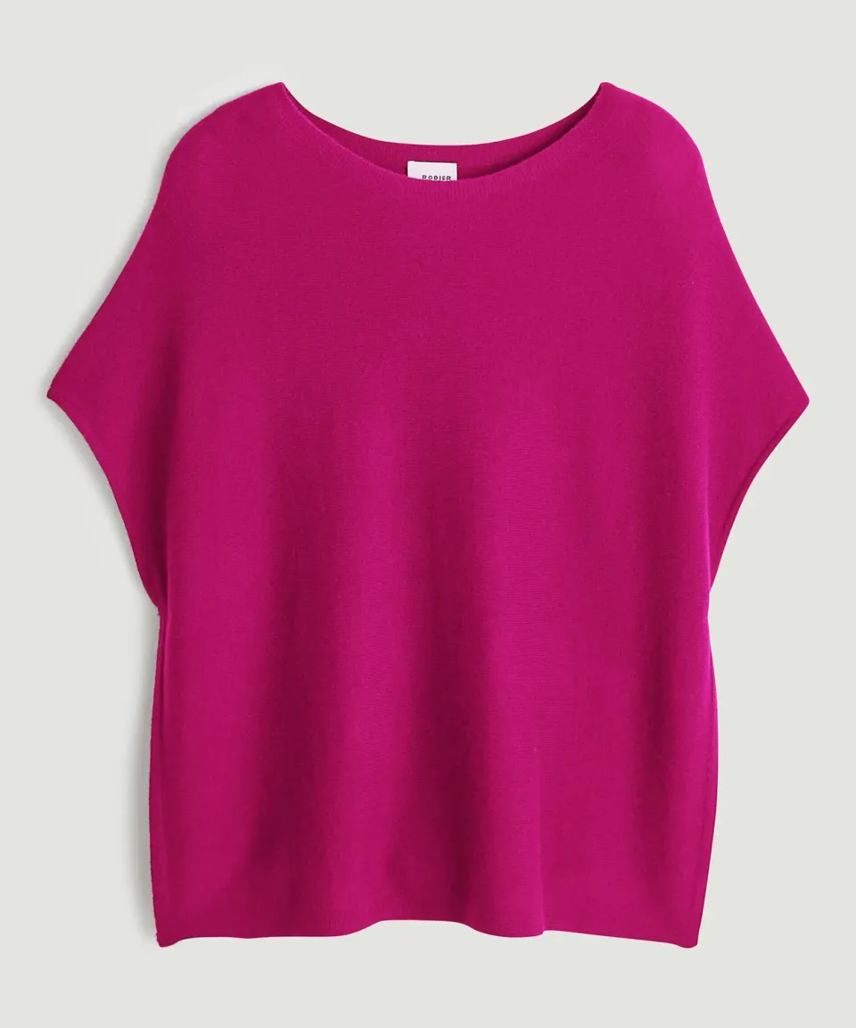Rodier poncho cashmere fucsia scollo barca