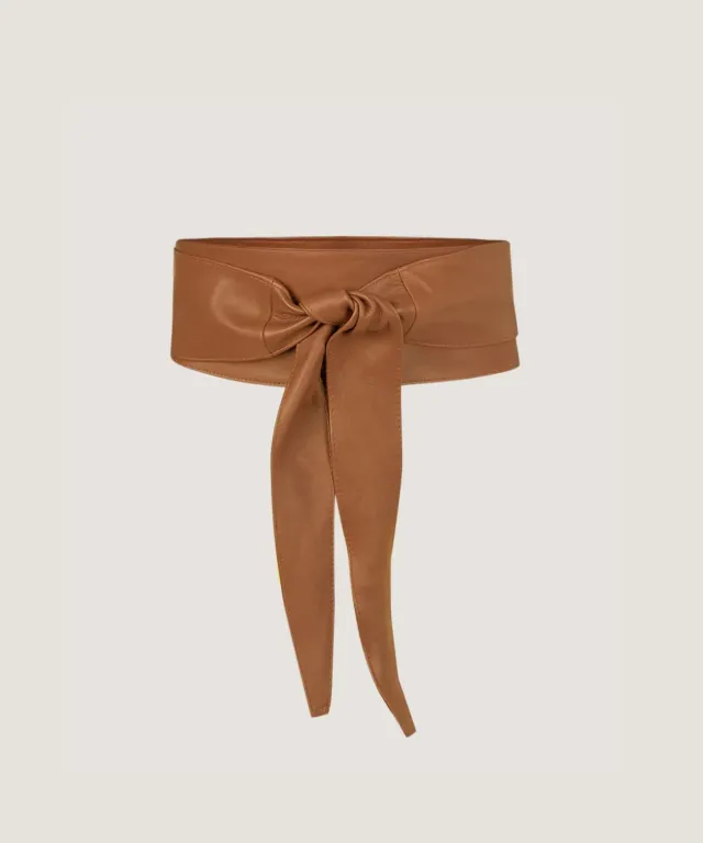 Rodier Cintura larga in pelle cintura marrone cammello S/M
