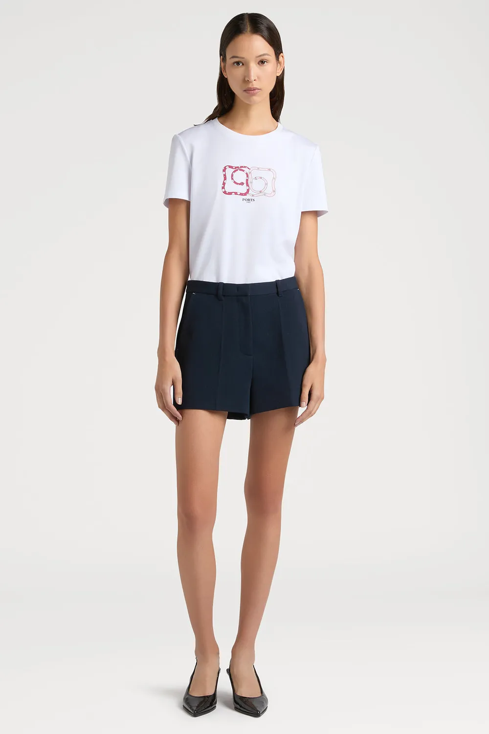PORTS 1961 Infinity t-shirt bianco sporco tweed logo