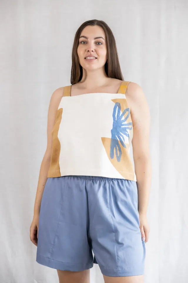 Jyoti Chira top cotone donna savannah block print