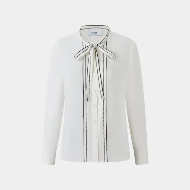 PORTS SU8B002XWT017 camicia fiocco cream manica lunga
