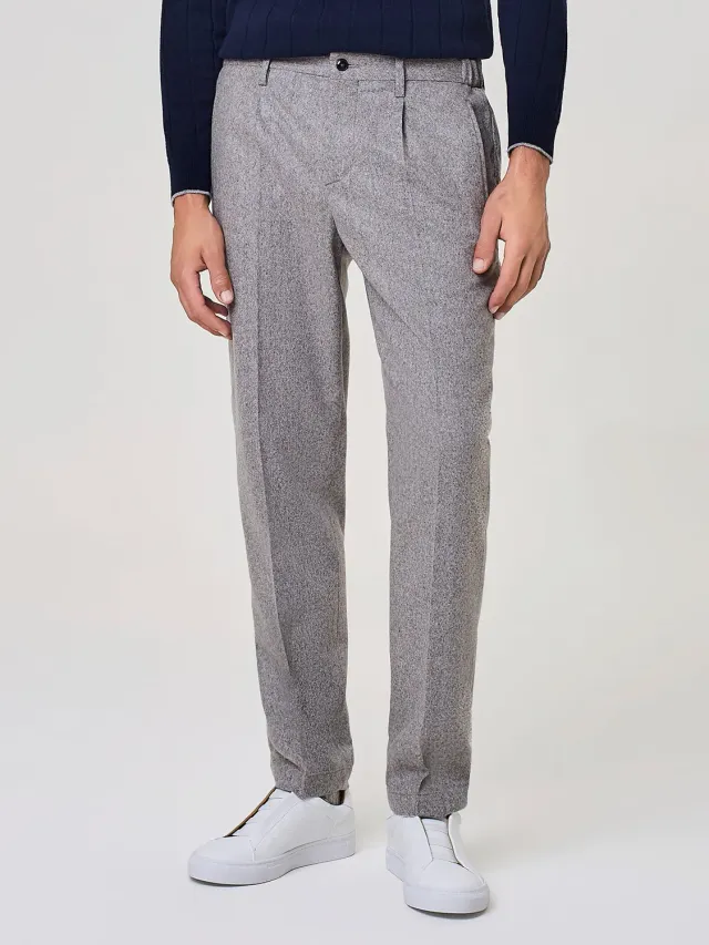 Paul Taylor pantalone tweed misto lana cashmere taupe