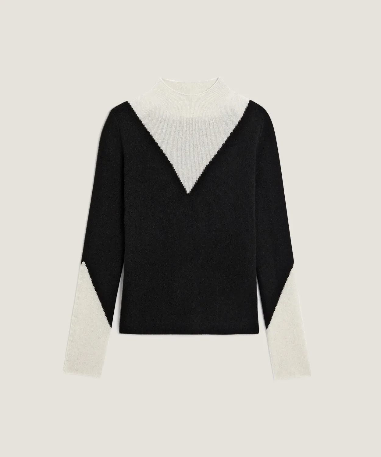 Rodier Maglione Cashmere Trompe l'Oeil Nero Collo Alto