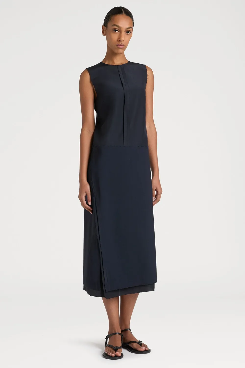 PORTS 1961 Sophisticated Slit abito navy in lana