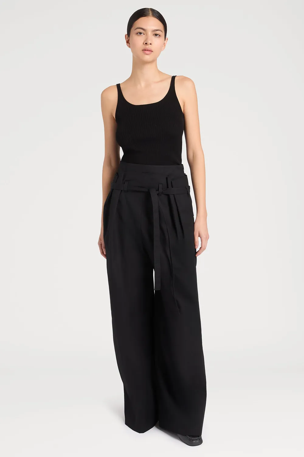 Ports 1961 Ribbed Tank top maglia nera a costine