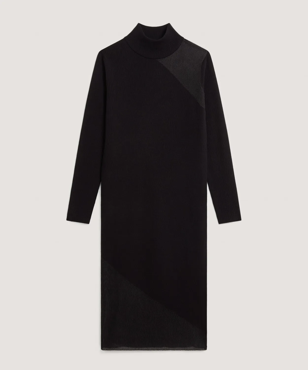 Rodier abito bimateriale lana merino nero collo alto