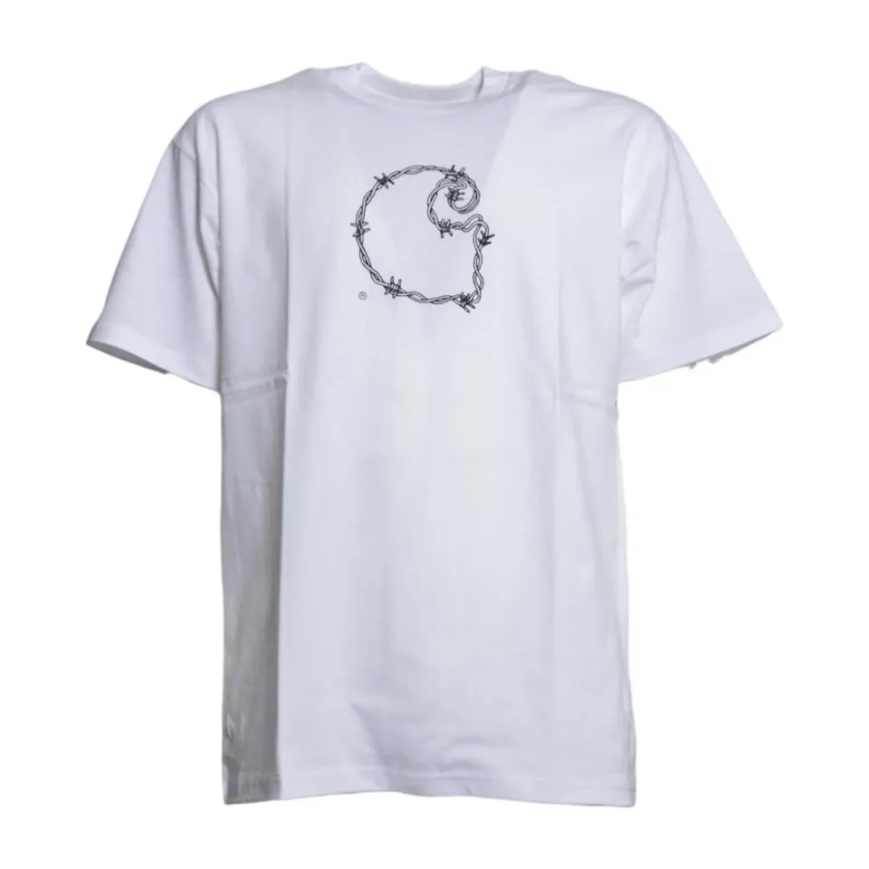 Carhartt Wip I036237 t-shirt barbwire bianca cotone