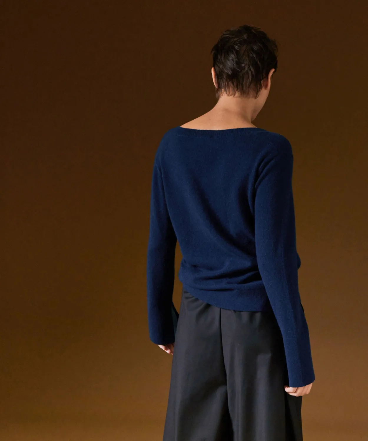 Rodier maglione scollo a V blu navy 100% cashmere