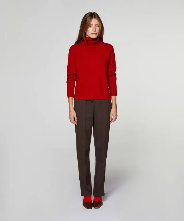 Rodier Maglia Dolcevita Cashmere Rosso 100% Cashmere