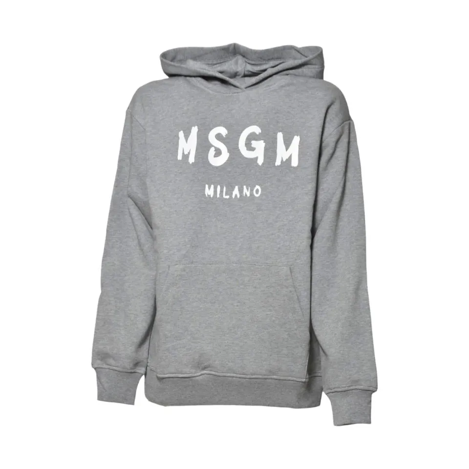 MSGM Junior F5MSJUHS019 felpa cappuccio grigio melange ragazzo
