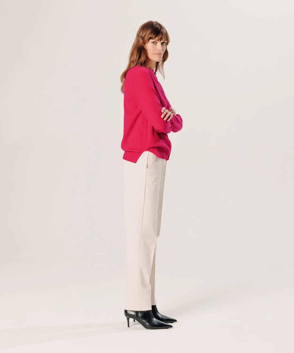 Rodier cardigan cashmere rosa geranio donna