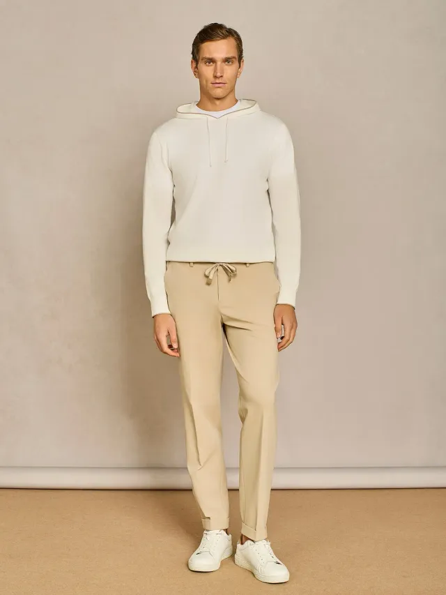 Paul Taylor Pantalone Jersey Beige con Coulisse Wide