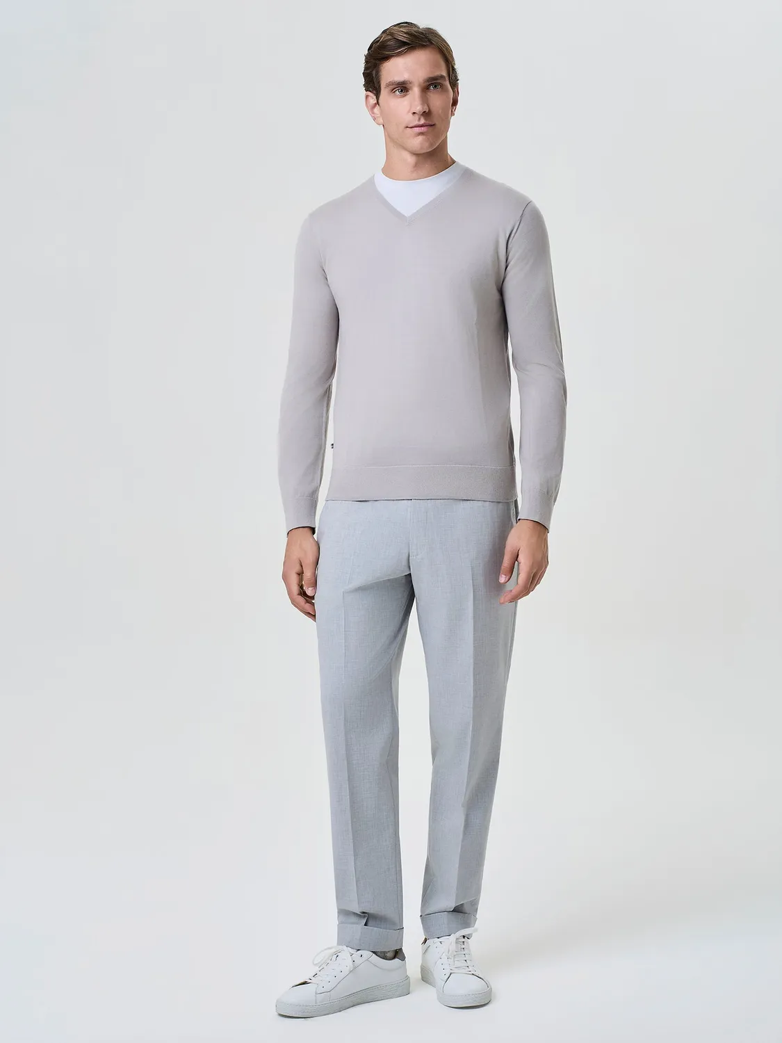 Paul Taylor Maglia Scollo V Misto Seta Burro
