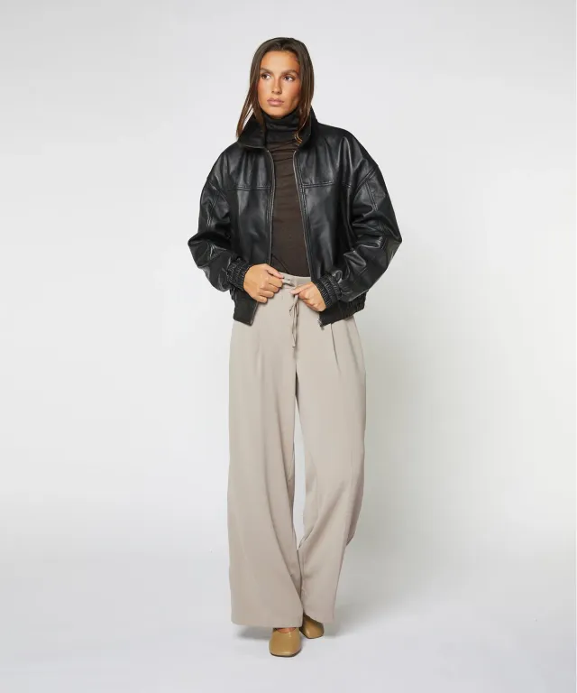 Rodier Bomber pelle nero agnello oversize