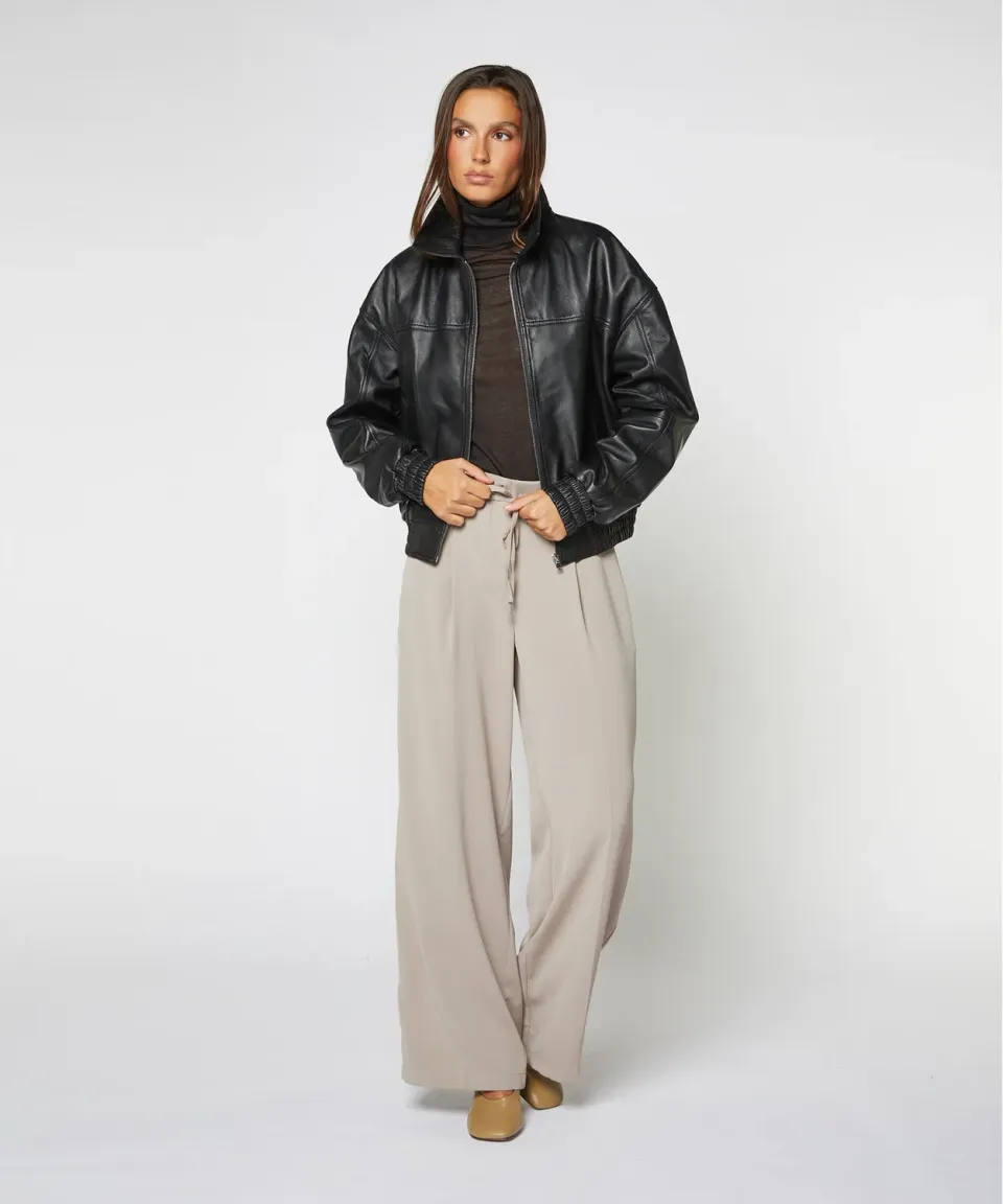 Rodier Bomber pelle nero agnello oversize