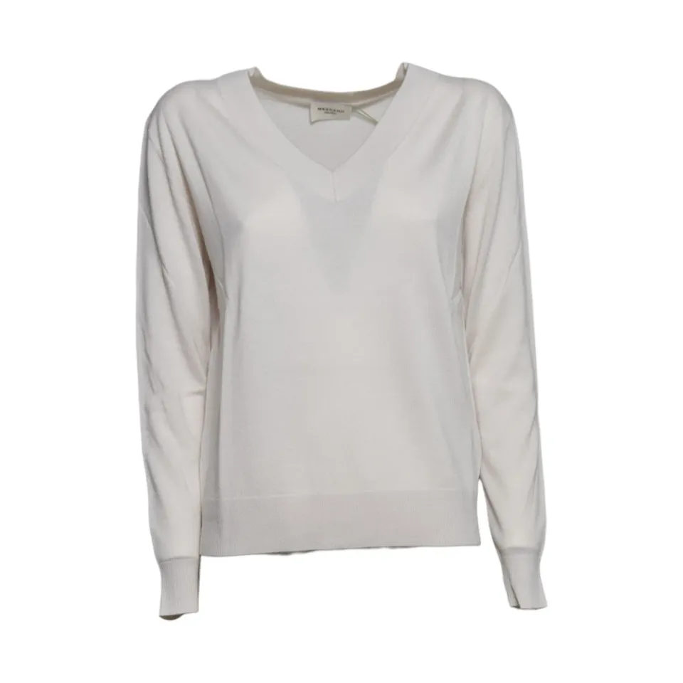 Max Mara Weekend Talamo maglia scollo V beige chiaro