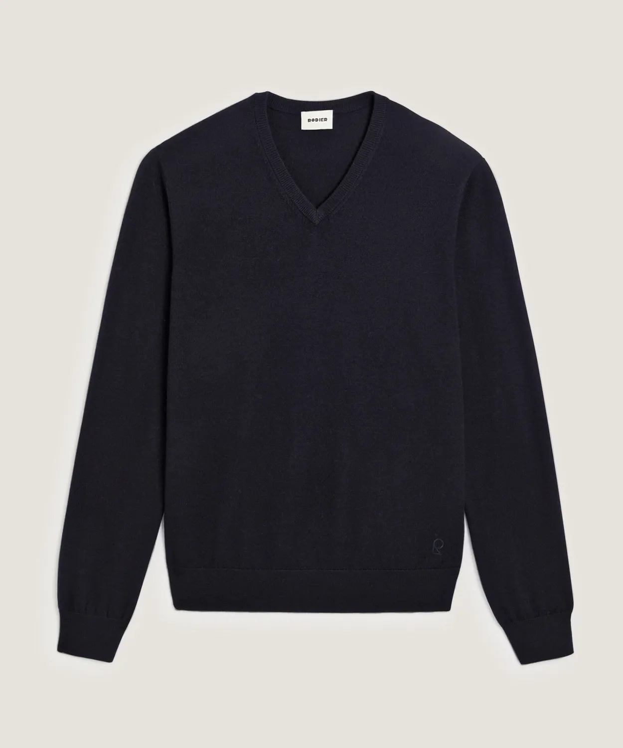 Rodier Maglione Scollo V Lana Merino Uomo Blu Notte