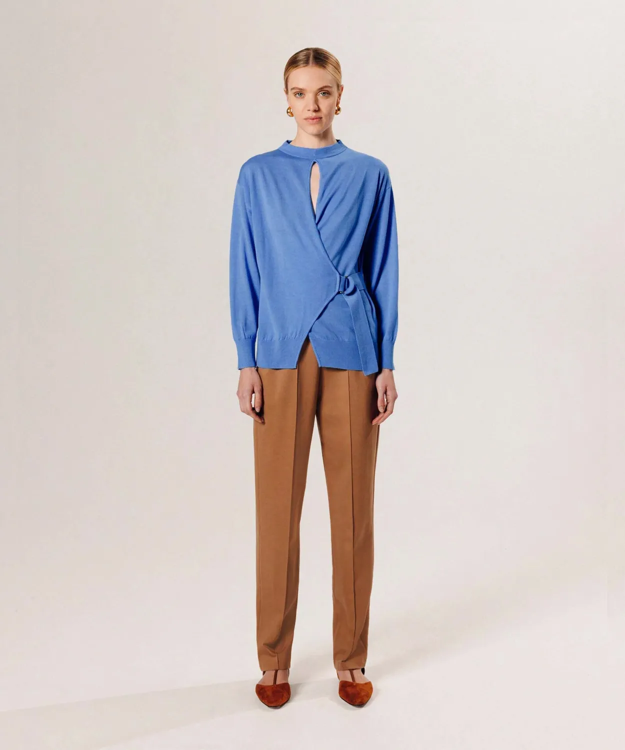 Rodier avvolgente maglione lana merino blu orizzonte