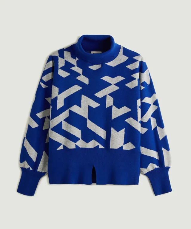 Rodier Dolcevita jacquard maglia blu oltremare