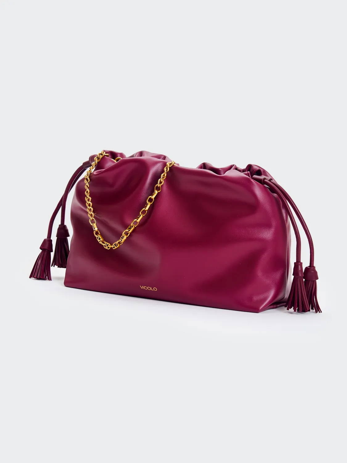 Vicolo Tassel borsa spalla vino catena 36 cm