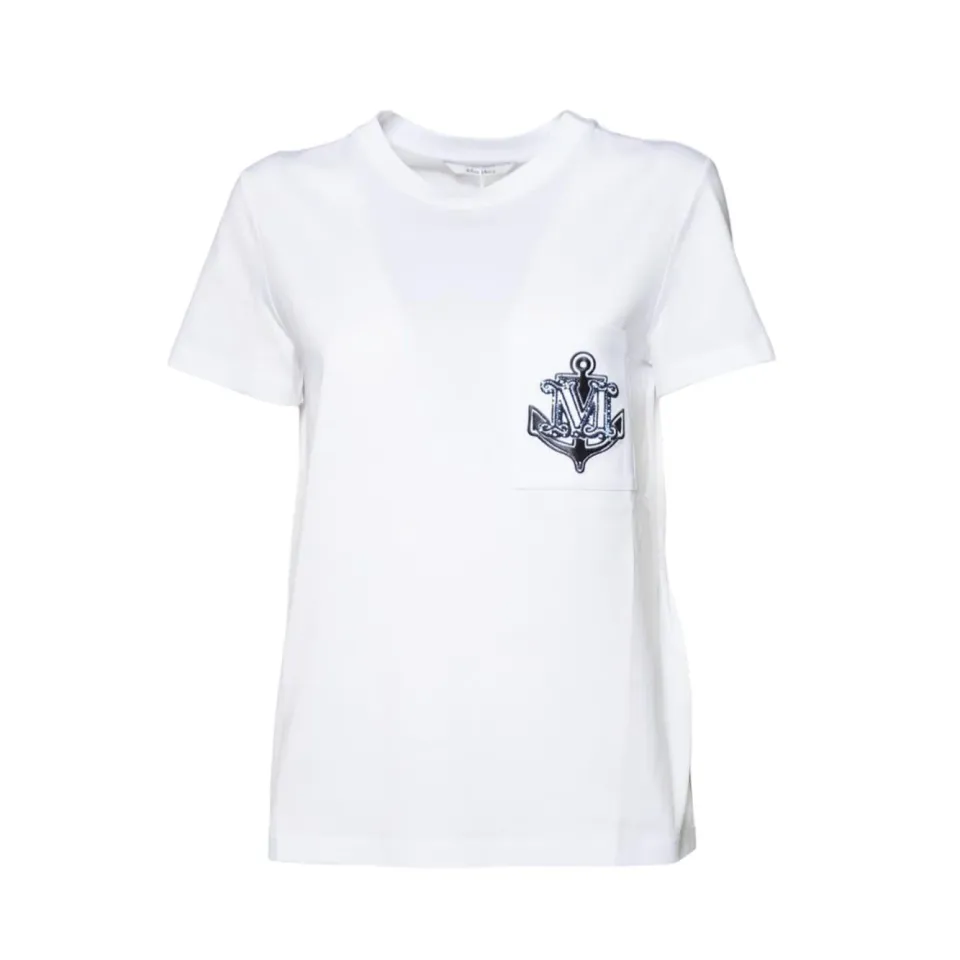 Max Mara Acacia 2511941031600 t-shirt bianca ricamata