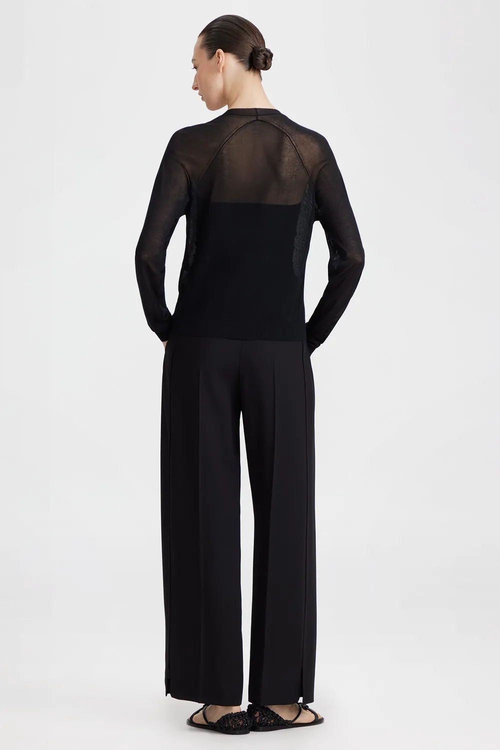 PORTS Black Sheer cardigan nero 999-Black raglan