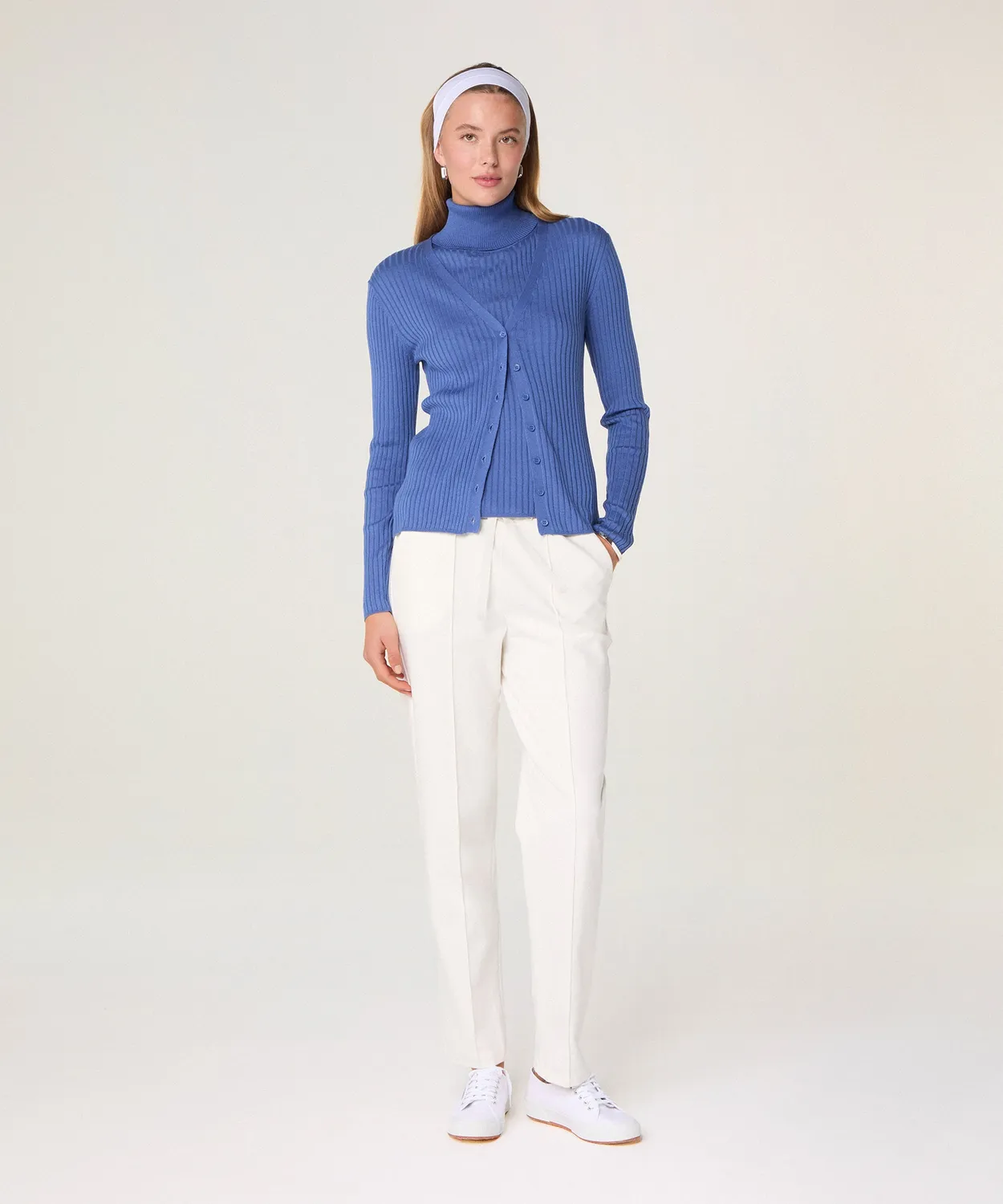 Rodier twin-set dolcevita seta grigio-blu