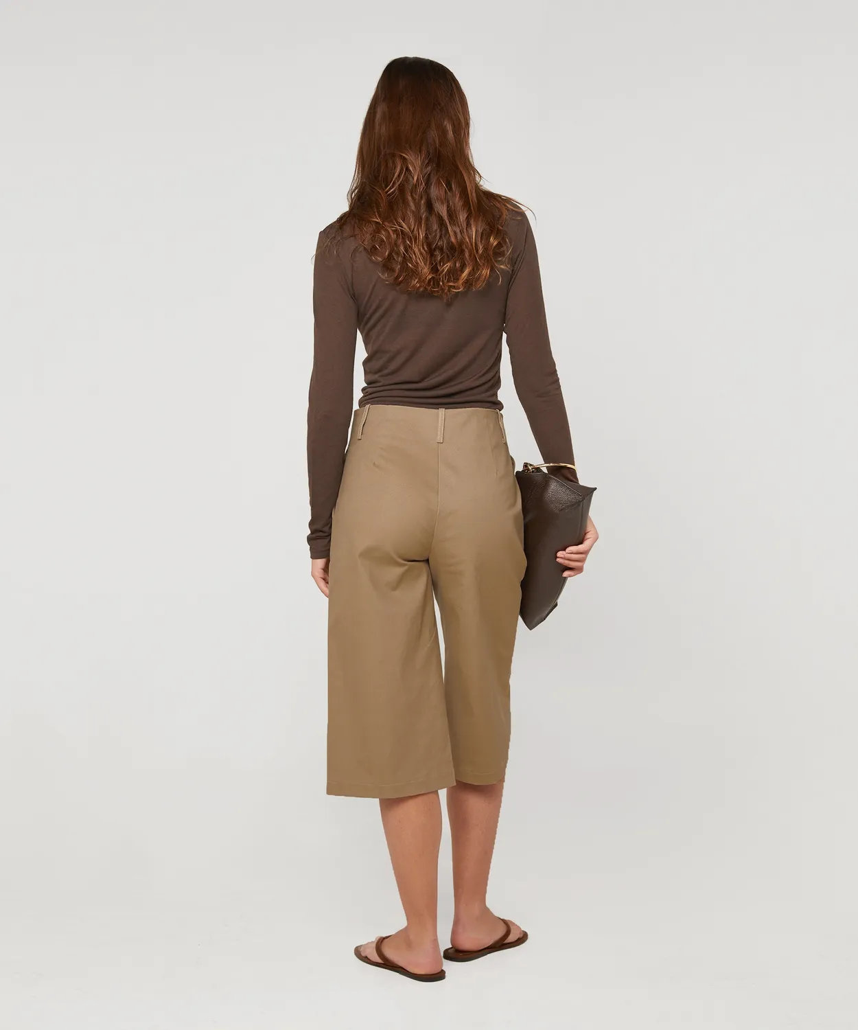 Rodier Bermuda in cotone shorts beige scuro vita alta