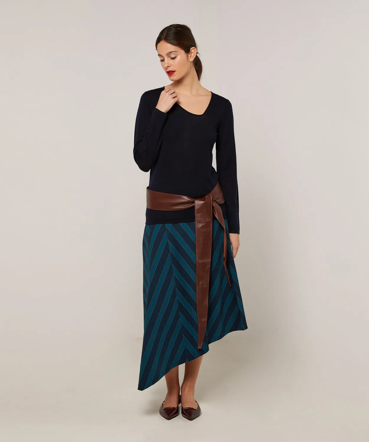 Rodier Cintura Larga Pelle Donna Marrone Made in Italy