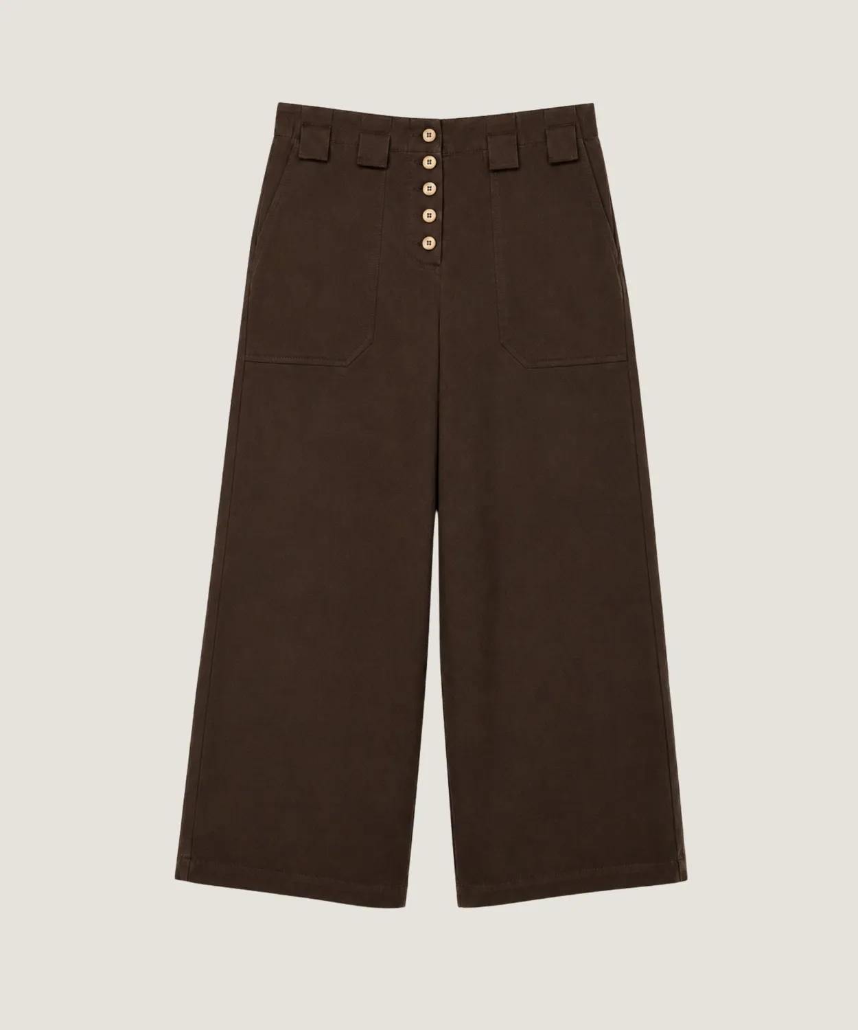 Rodier pantaloni larghi cotone vita alta marrone