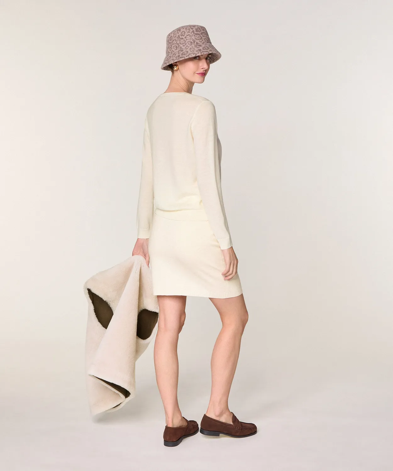 Rodier girocollo maglione in lana merino bianco ecru