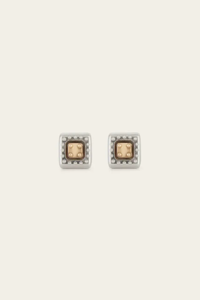 Ports PW322AJE04 orecchini quadrati oro argento