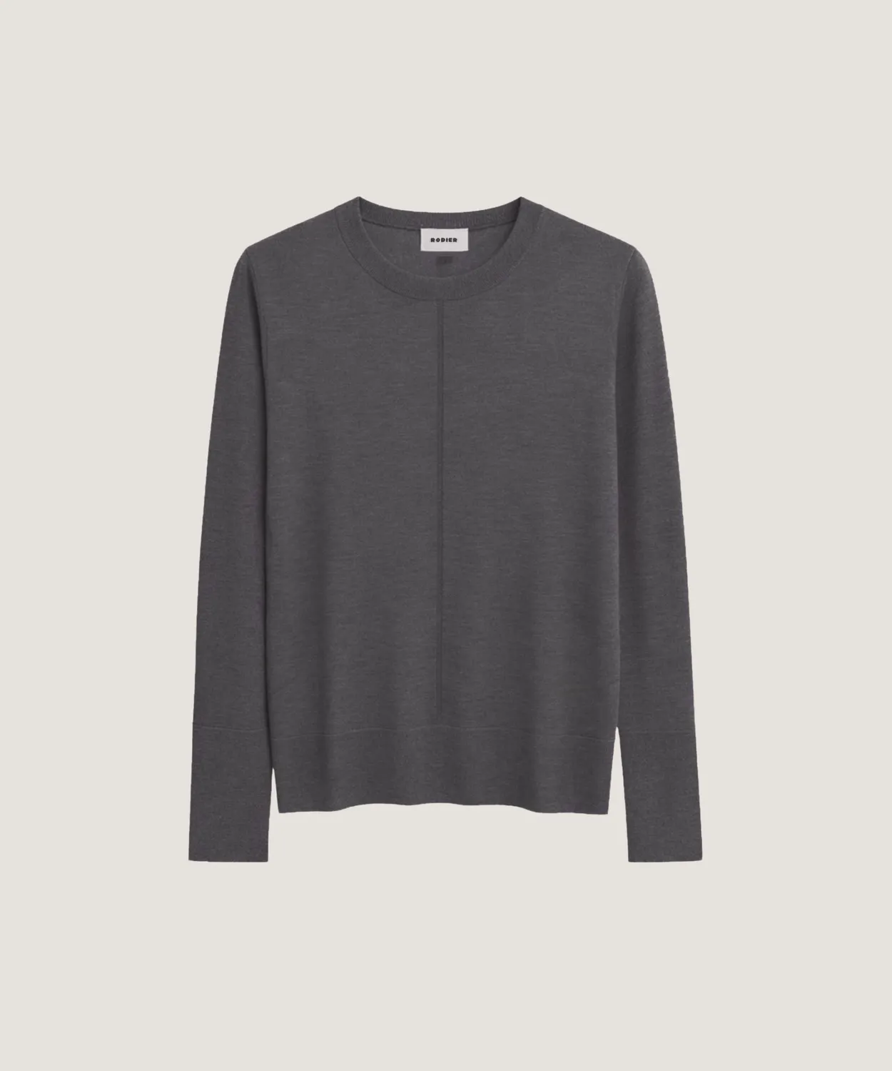 Rodier Maglione Girocollo Lana Merino Grigio Piombo 38