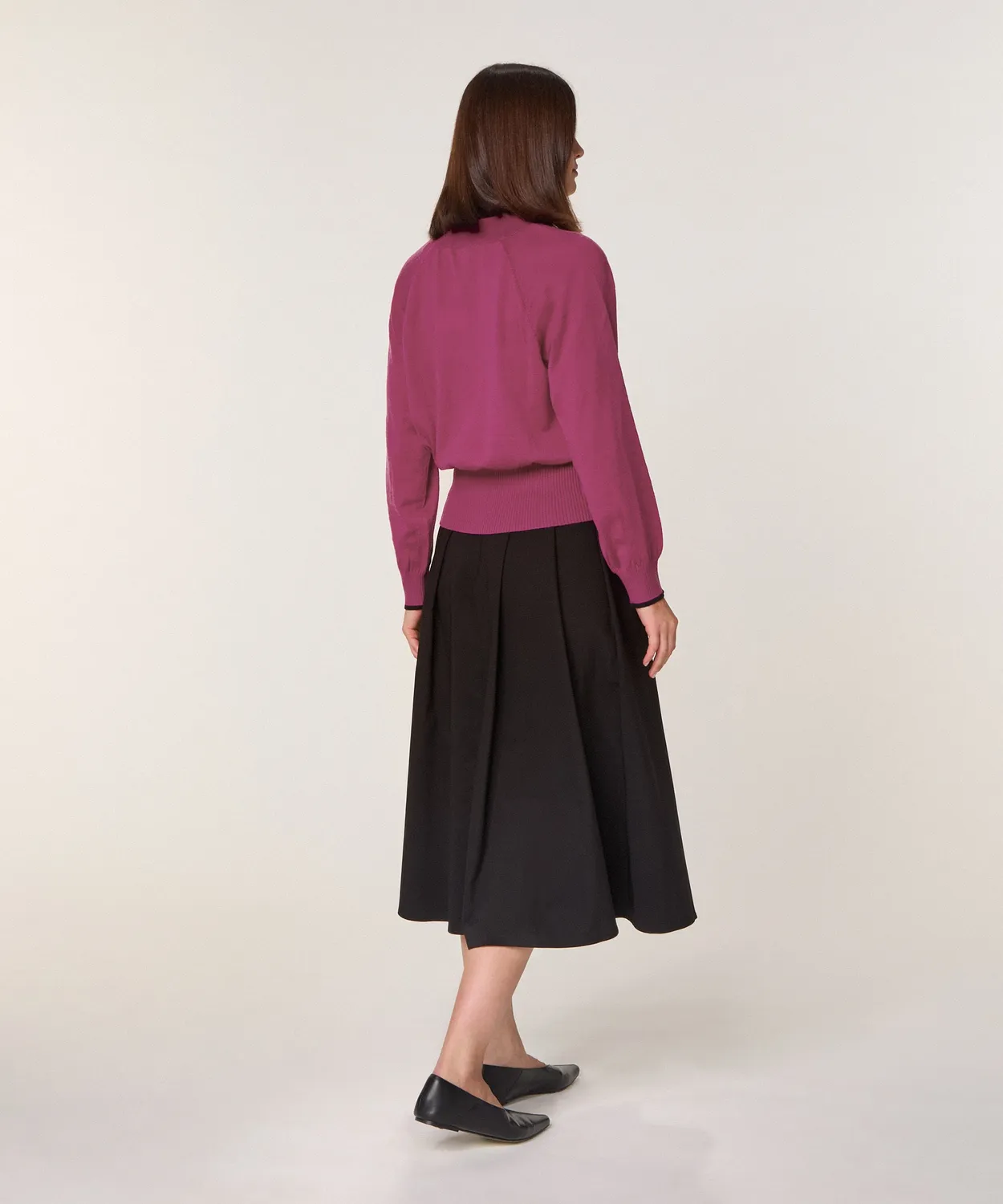 Rodier maglia girocollo lana merino fucsia 100% merino
