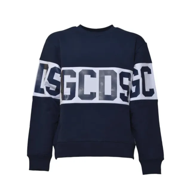 GCDS Band Logo felpa cotone blu chiaro donna