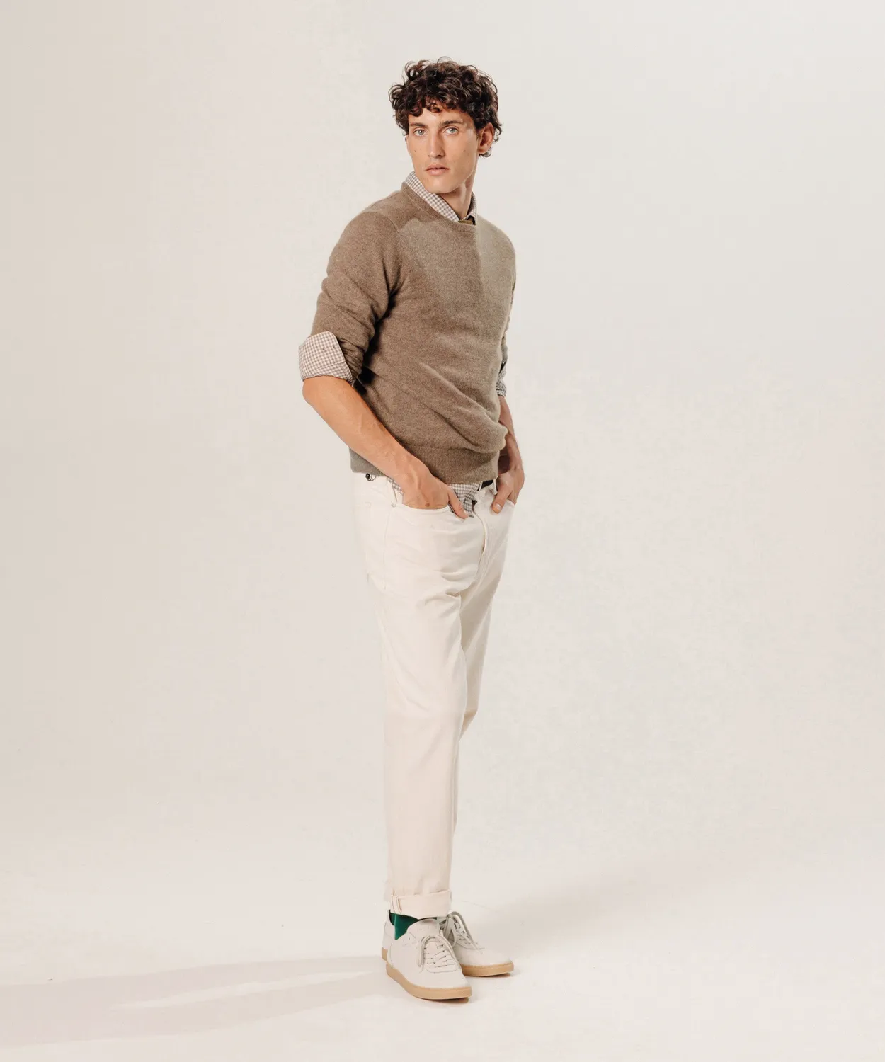 Rodier Maglione Girocollo Uomo Cashmere Tortora Melange