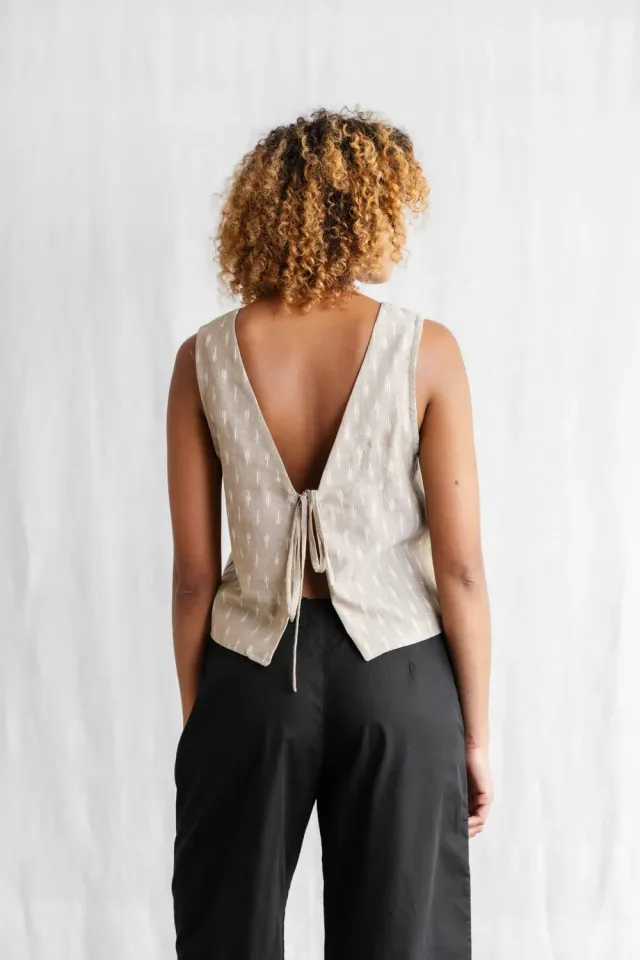 Jyoti Osra Ikat top cotone bio allacciato